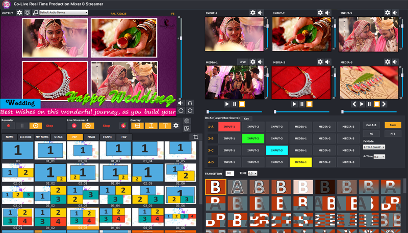 GoLive Real Time Live Event Mixer Switcher Streamer and Recorder Software with Realistic Virtual Set. GoLive Real Time Live Event Mixer Switcher Streamer and Recorder Software with Realistic Virtual Set.