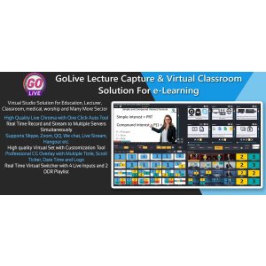 GoLive Real Time Live Event Mixer Switcher Streamer and Recorder Software with Realistic Virtual Set.