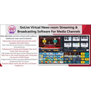 GoLive Real Time Live Event Mixer Switcher Streamer and Recorder Software with Realistic Virtual Set.
