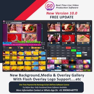GoLive Real Time Live Event Mixer Switcher Streamer and Recorder Software with Realistic Virtual Set.
