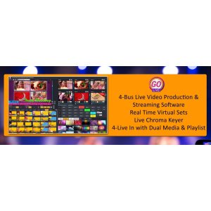 GoLive Real Time Live Event Mixer Switcher Streamer and Recorder Software with Realistic Virtual Set.
