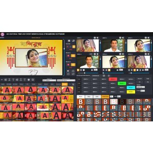 GoLive Real Time Live Event Mixer Switcher Streamer and Recorder Software with Realistic Virtual Set.