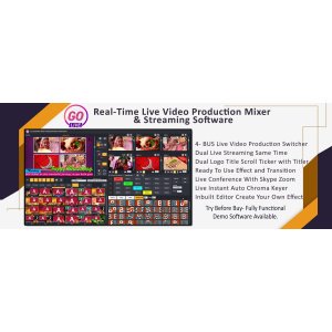 GoLive Real Time Live Event Mixer Switcher Streamer and Recorder Software with Realistic Virtual Set.