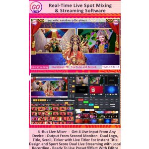 GoLive Real Time Live Event Mixer Switcher Streamer and Recorder Software with Realistic Virtual Set.