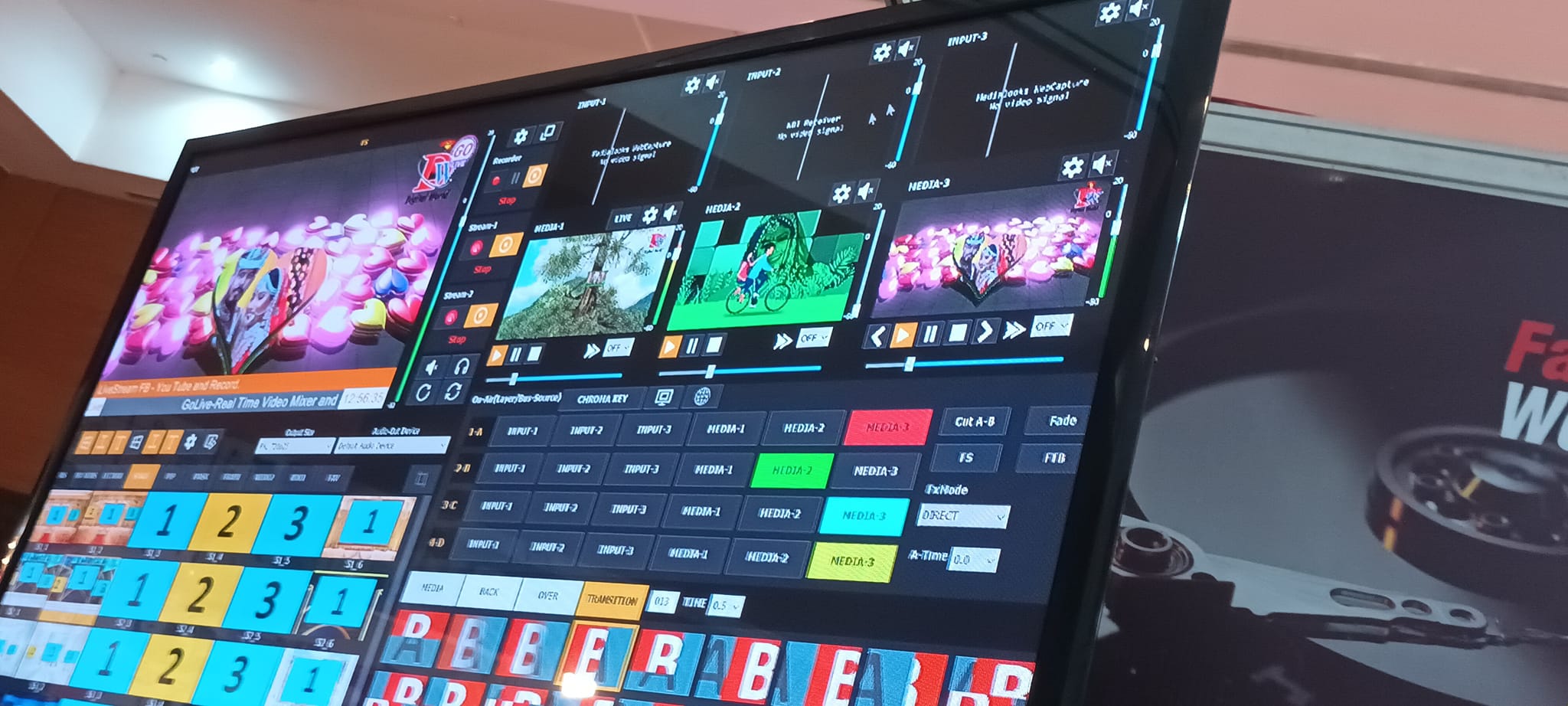GoLive Real Time Live Event Mixer Switcher Streamer and Recorder Software with Realistic Virtual Set. GoLive Real Time Live Event Mixer Switcher Streamer and Recorder Software with Realistic Virtual Set.