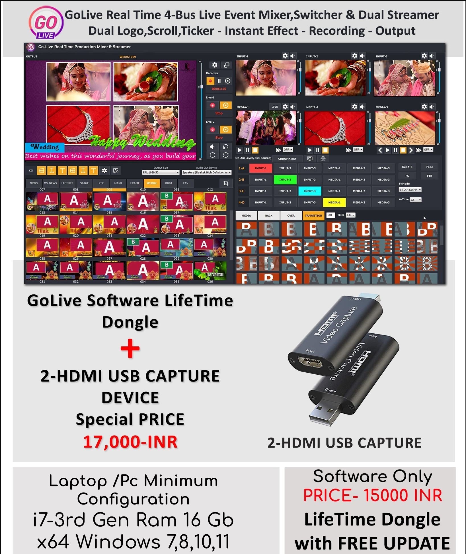 GoLive Real Time Live Event Mixer Switcher Streamer and Recorder Software with Realistic Virtual Set. GoLive Real Time Live Event Mixer Switcher Streamer and Recorder Software with Realistic Virtual Set.