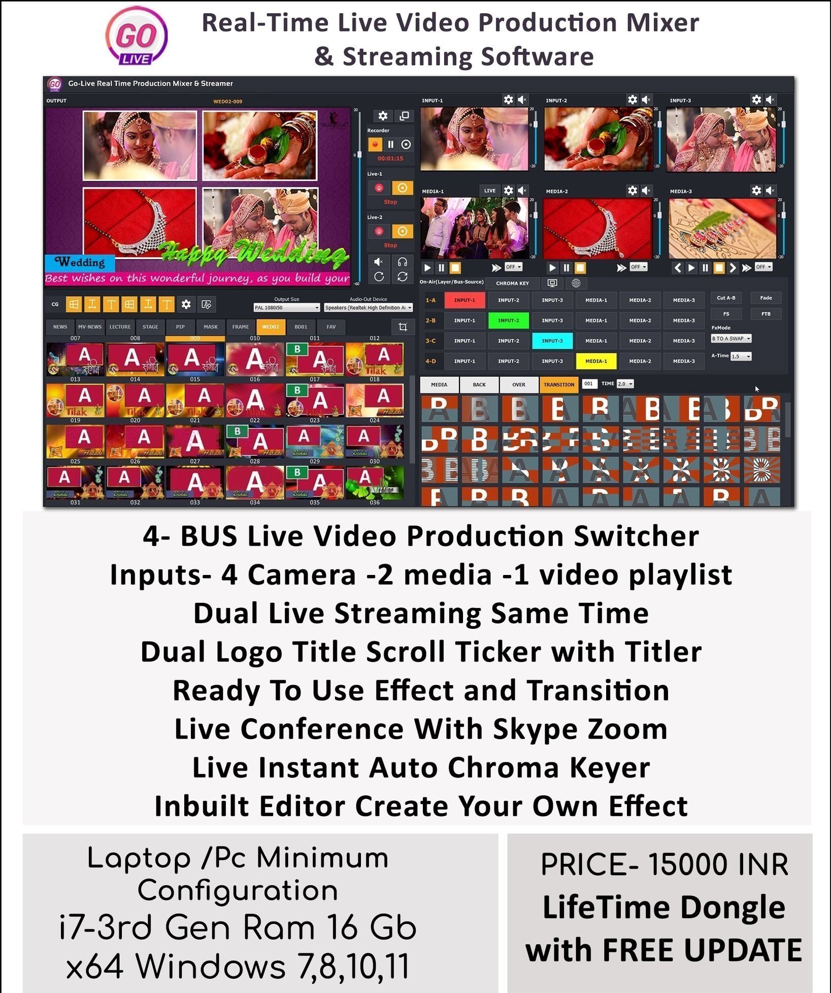 GoLive Real Time Live Event Mixer Switcher Streamer and Recorder Software with Realistic Virtual Set. GoLive Real Time Live Event Mixer Switcher Streamer and Recorder Software with Realistic Virtual Set.
